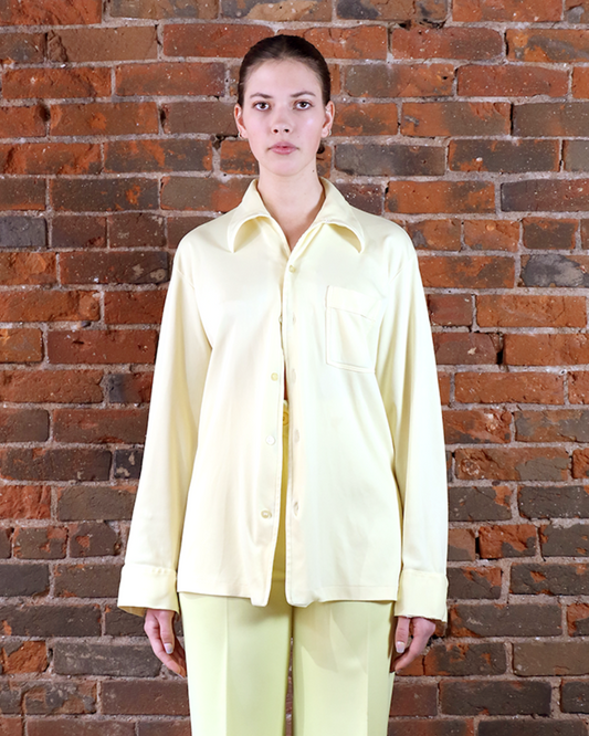 70's Yellow Polyester Button Up