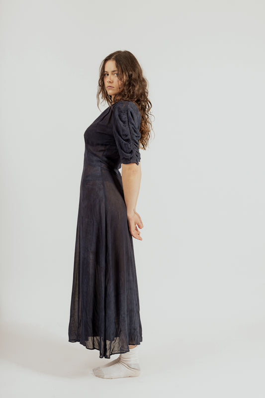90's Karen Alexander Blue sheer Rayon Dress